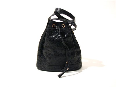 Lot 2305 - Gucci Black Ostrich Drawstring Bag Of bucket...