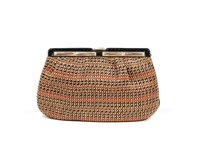 Lot 2269 - Judith Leiber Multiweave Clutch Black and red,...