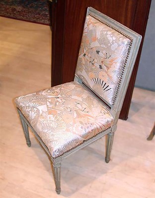 Lot 358 - Pair of Louis XVI Style Gray Painted Side Chairs