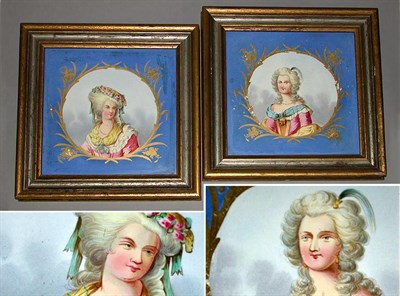 Lot 338 - Pair of Framed Sevres Style Porcelain Plaques...