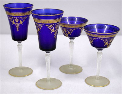 Lot 388 - Set of Cobalt Glass Stemware Comprising twelve...