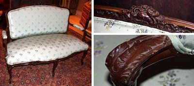 Lot 384 - Louis XV Style Upholstered Walnut Settee