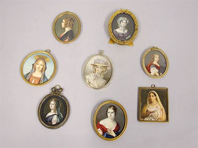 Lot 382 - Group of Eight Miniature Portraits on Ivory...