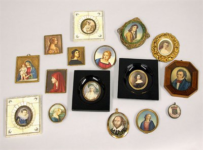 Lot 383 - Group of Miniature Portraits on Ivory and...
