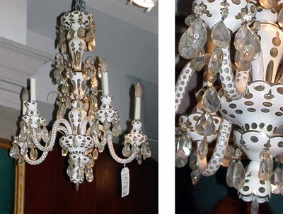 Lot 403 - Bohemian White Cut to Clear Glass Five-Light...