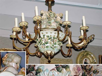 Lot 402 - Continental Floral Encrusted Porcelain and...