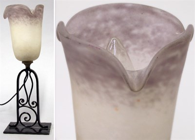 Lot 792 - Art Deco Style Iron and Glass Boudoir Lamp...