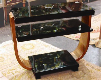 Lot 800 - Pair of Art Deco Black Lacquered and Maple...