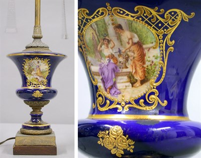 Lot 271 - Sevres Style Porcelain Urn-Form Lamp Height 9...