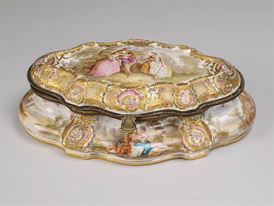 Lot 256 - Continental Porcelain Hinged Box Decorated...