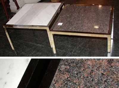 Lot 163 - Two Marble or Granite and Chrome Low Tables...