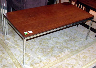 Lot 128 - Walnut and Chrome Low Table Manufactured by Knoll