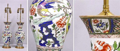 Lot 456 - Pair of Chinese Porcelain Lamps