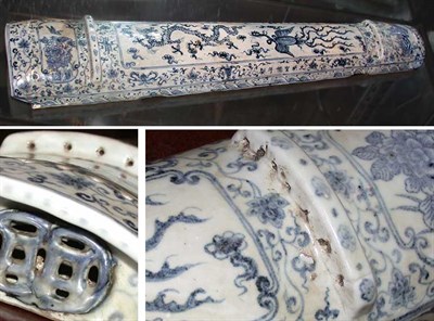 Lot 343 - Chinese Blue and White Porcelain Harp Of...