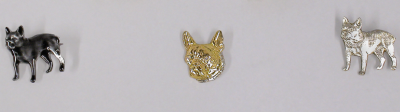Lot 40 - Group of Three French Bulldog Pins One stamped...