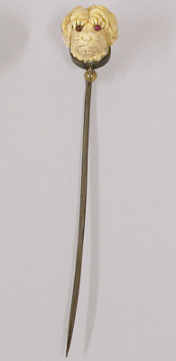 Lot 38 - Ivory Stick Pin Modeled as a Poodle with ruby...