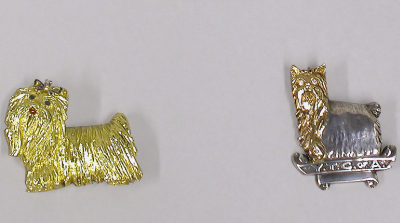 Lot 48 - Two Gold and Diamond Yorkie Pins
