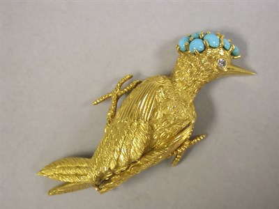 Lot 98 - Turquoise and Gold Bird Pin