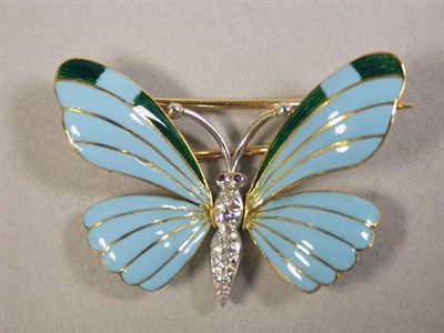 Lot 99 - Enamel and Diamond Butterfly Pin