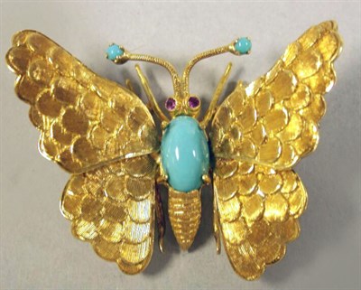Lot 74 - Gold and Turquoise Butterfly Pin