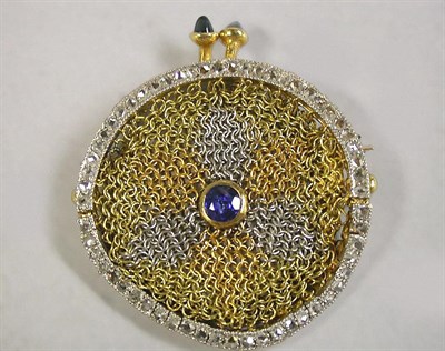 Lot 270 - Antique Gold and Diamond Mesh Bag Pin/ Pendant
