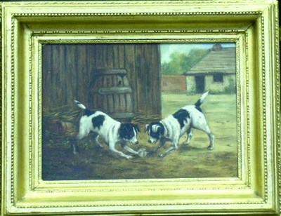 Lot 214 - British School 19th Century PLAYFUL PUPS Oil...