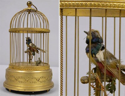 Lot 728 - French Chirping Bird in a Cage Music Box...