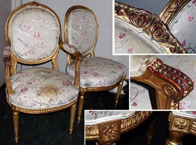 Lot 355 - Set of Six Louis XVI Style Upholstered...