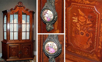 Lot 379 - Continental Dutch Marquetry Inlaid Walnut Cabinet