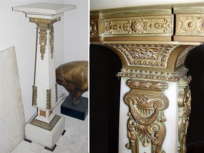 Lot 204 - Louis XIV Style Bronze Mounted Marble Pedestal...