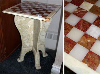 Lot 155 - Onyx and Marble Chess Board Raised on a stone...