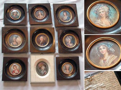 Lot 2132 - Group of Nine Framed Miniature Portraits On...