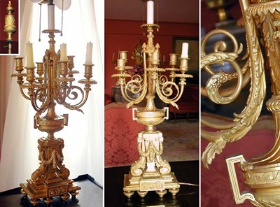 Lot 2128 - Pair of Louis XVI Style Bronze Seven-Light...