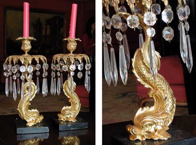 Lot 2159 - Pair of Continental Gilt-Metal Dolphin-Form...