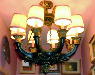 Lot 2233 - Empire Style Patinated-Metal Eight-Light...