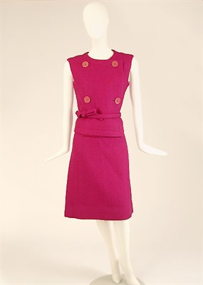 Lot 499 - Pierre Cardin Fuchsia Wool Suit French, 1960s...
