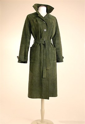 Lot 583 - Hermes Olive Green Suede Coat French, 1970s In...