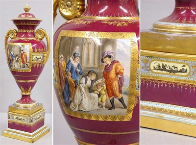 Lot 291 - Vienna Style Porcelain Two-Handled Covered Urn...
