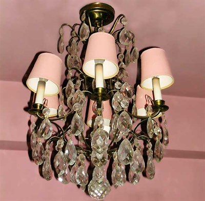 Lot 2147 - Louis XV Style Gilt-Metal Cut Glass Six-Light...
