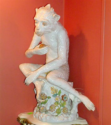 Lot 2160 - Continental Porcelain Figure of a Monkey...