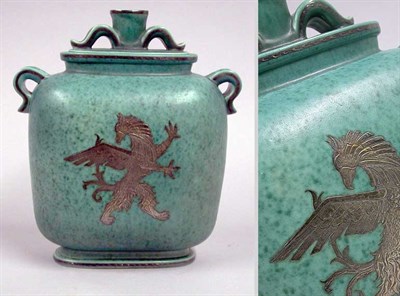 Lot 783 - Gustavsberg Argentaware Two-Handled Vase and...