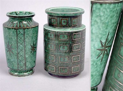 Lot 784 - Two Gustavsberg Argentaware Pottery Vases...