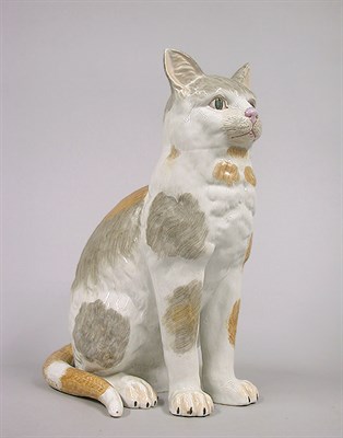 Lot 265 - Dresden Porcelain Cat Height 12 1/4 inches.