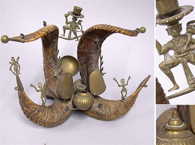 Lot 126 - English Colonial Brass and Horn Standish...