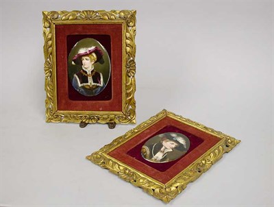 Lot 344 - Pair of KPM Porcelain Plaques Depicting ladies...