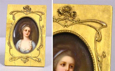 Lot 340 - Continental Porcelain Portrait Plaque Of oval...