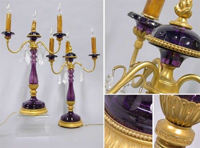 Lot 253 - Pair of Empire Style Gilt-Bronze and Amethyst...
