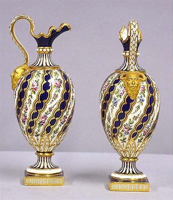 Lot 545 - Pair of Minton Porcelain Ewers Of ovoid form,...