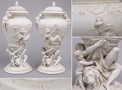 Lot 615 - Pair of Continental Neoclassical Style Bisque...
