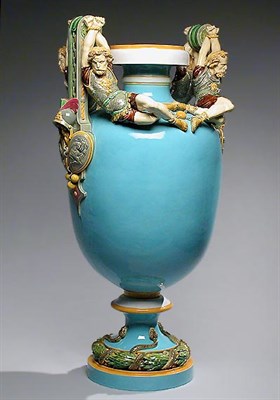 Lot 597 - Monumental Minton Majolica Two-Handled Urn Of...